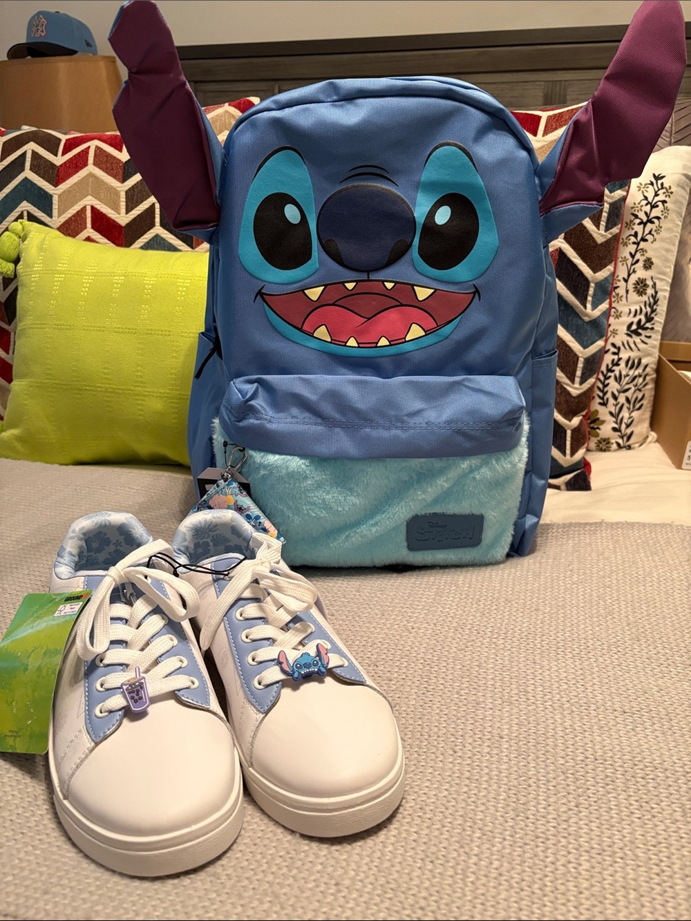 NWT Hot Topic Disney Stitch Figural Laptop Backpack & Boba Sneakers Size 10 
Set